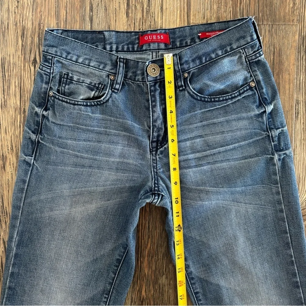 Guess Los Angeles Regular Straight Crescent Fit Blue Denim Jeans Mens 29x30